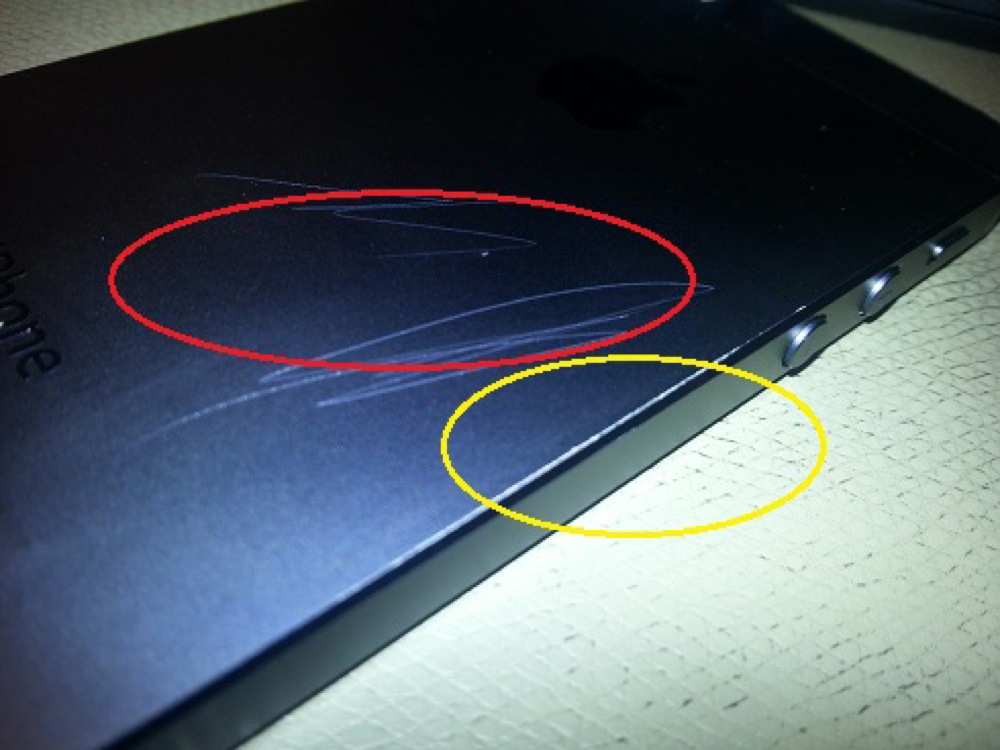 Black iphone 5 scratches