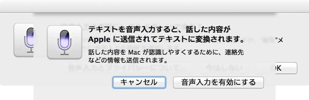 テキストを音声入力すると、話した内容がAppleに送信されてテキストに変換されます。