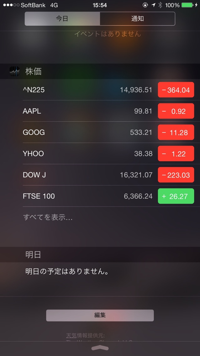通知センターを表示できました。