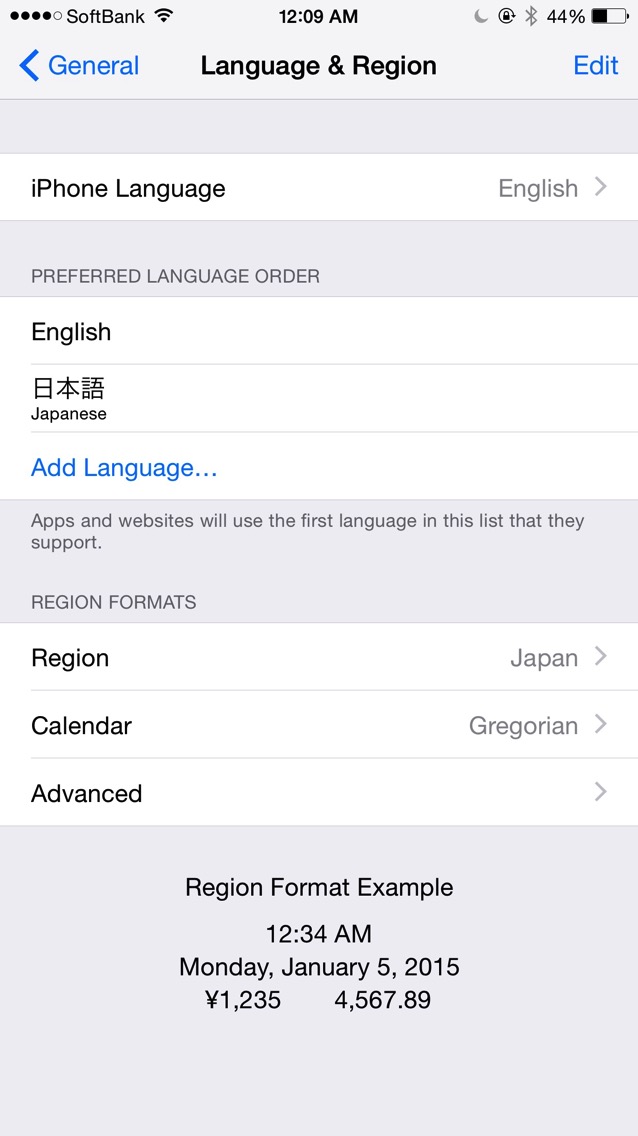 Language & Region