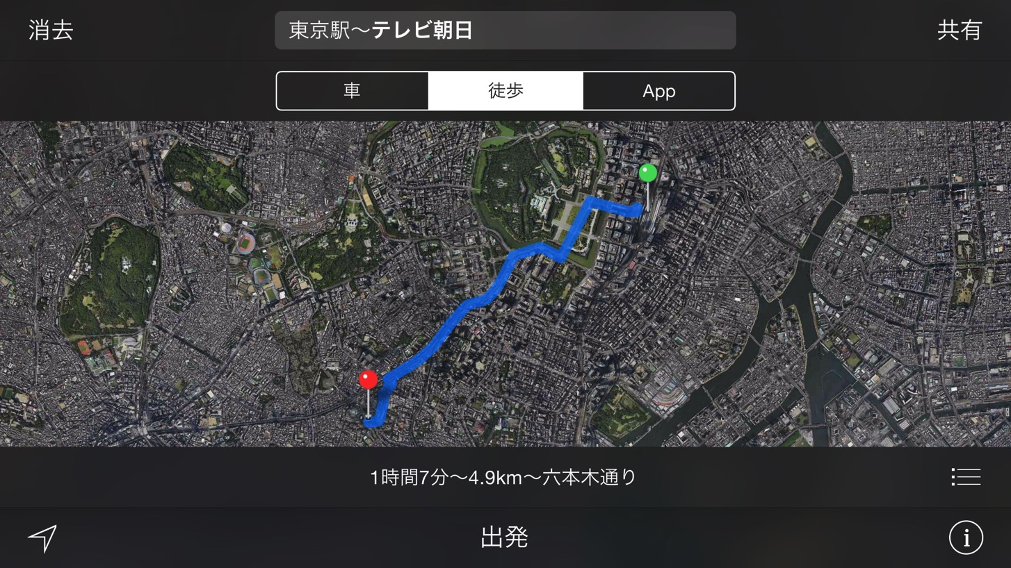 マップで目的地にいく方法。