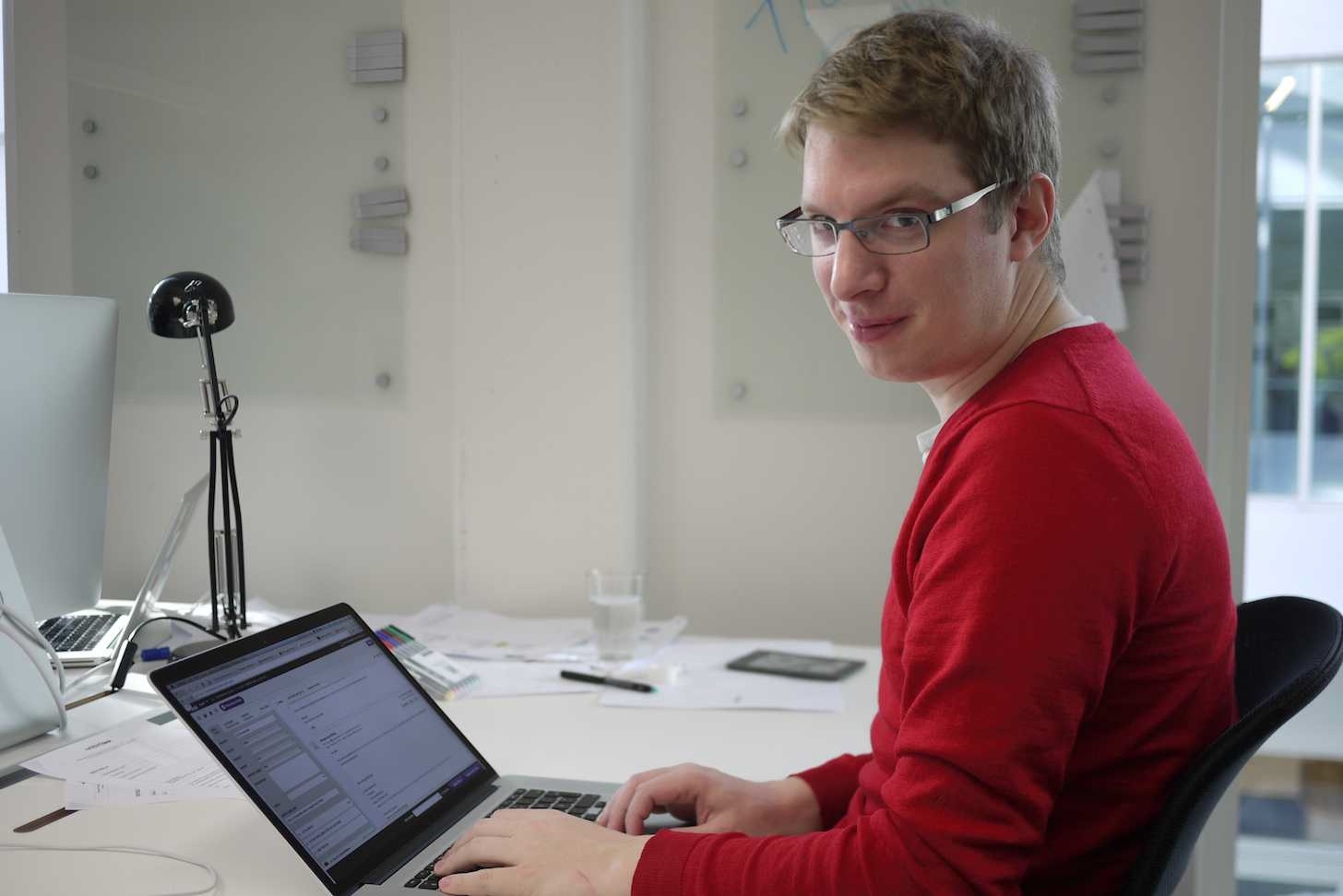 He is coding the css