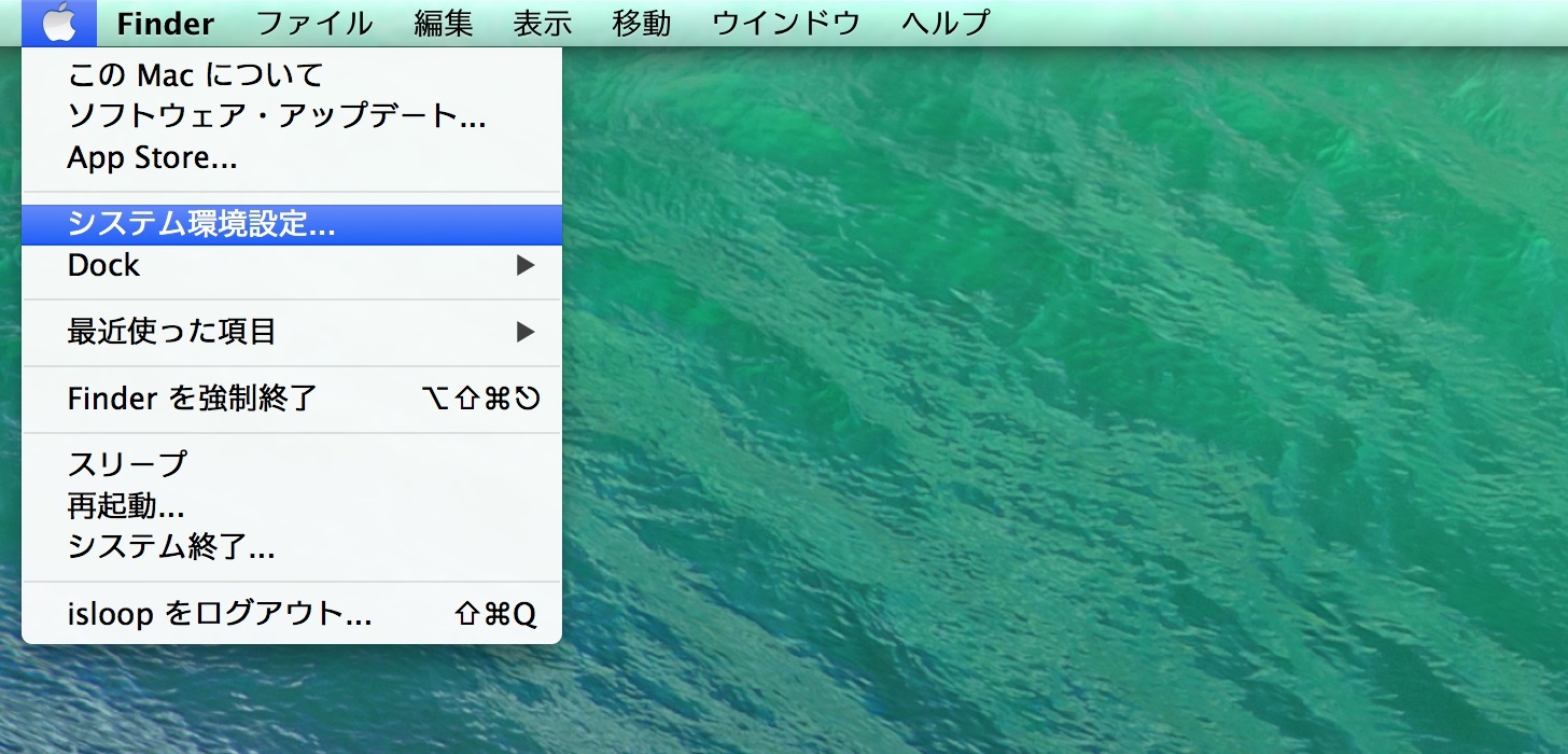システム環境設定...をクリックします。