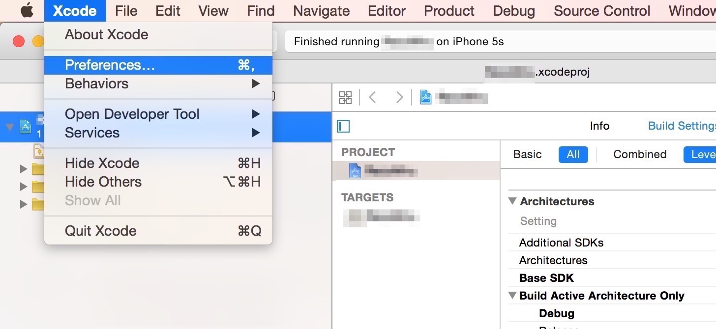 Xcode - Preferences