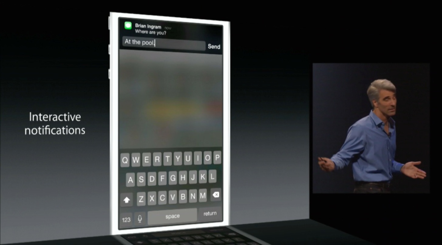 iOS8は通知でメッセージの返信ができる