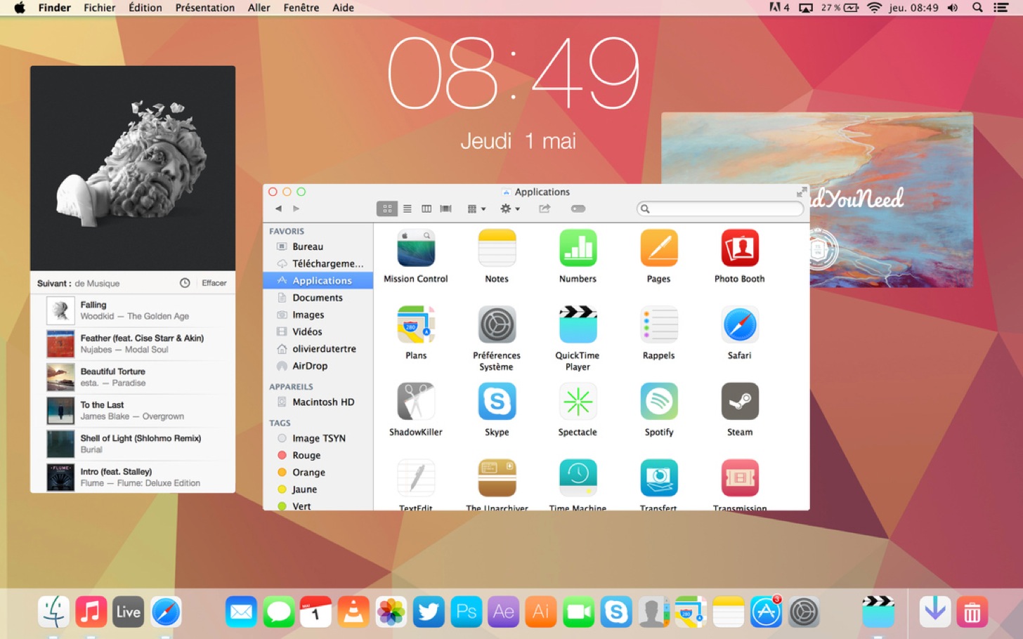 OS X 10.10のフラットデザイン