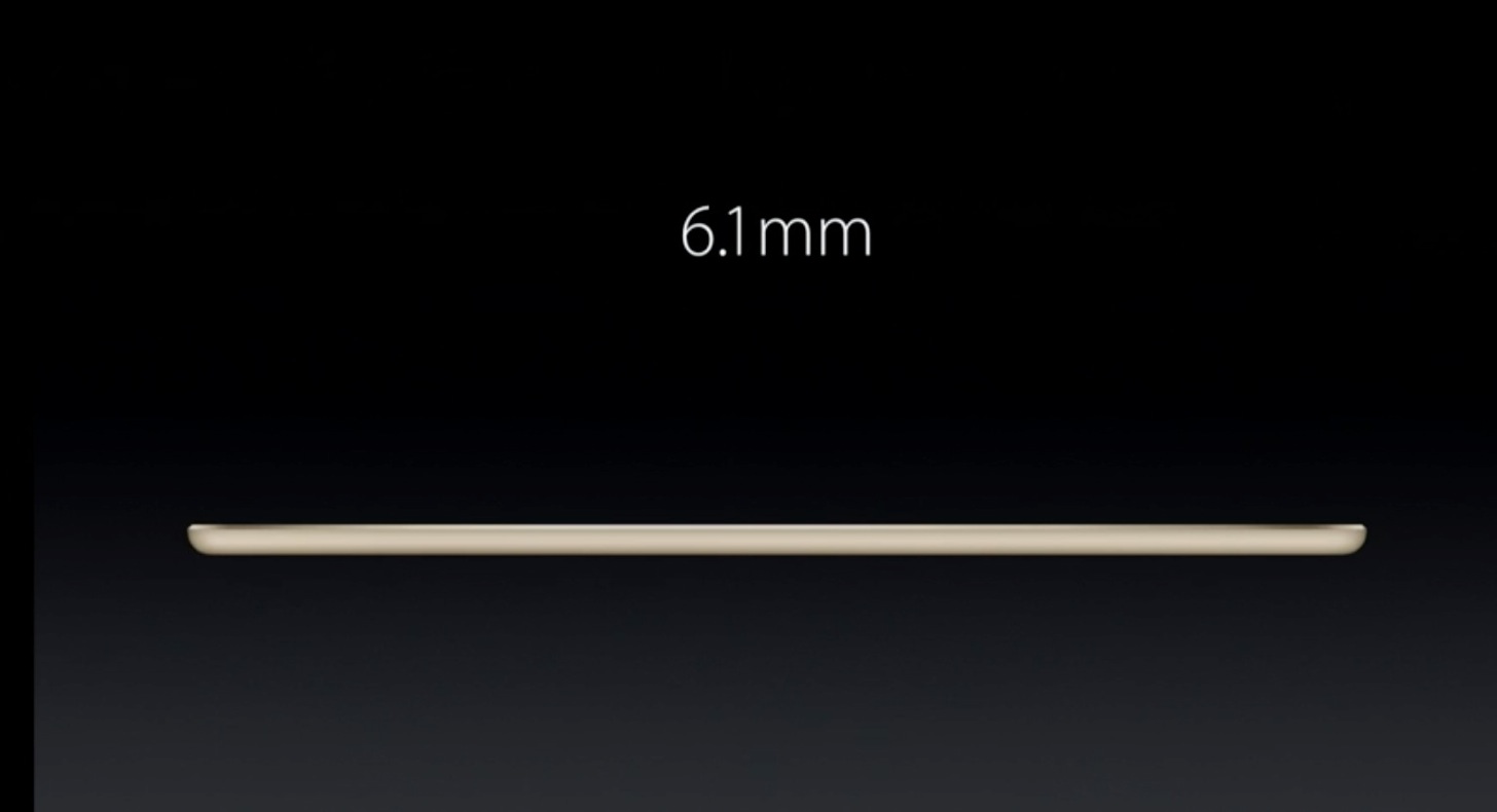 iPad Air 2の厚さは6.1mm。
