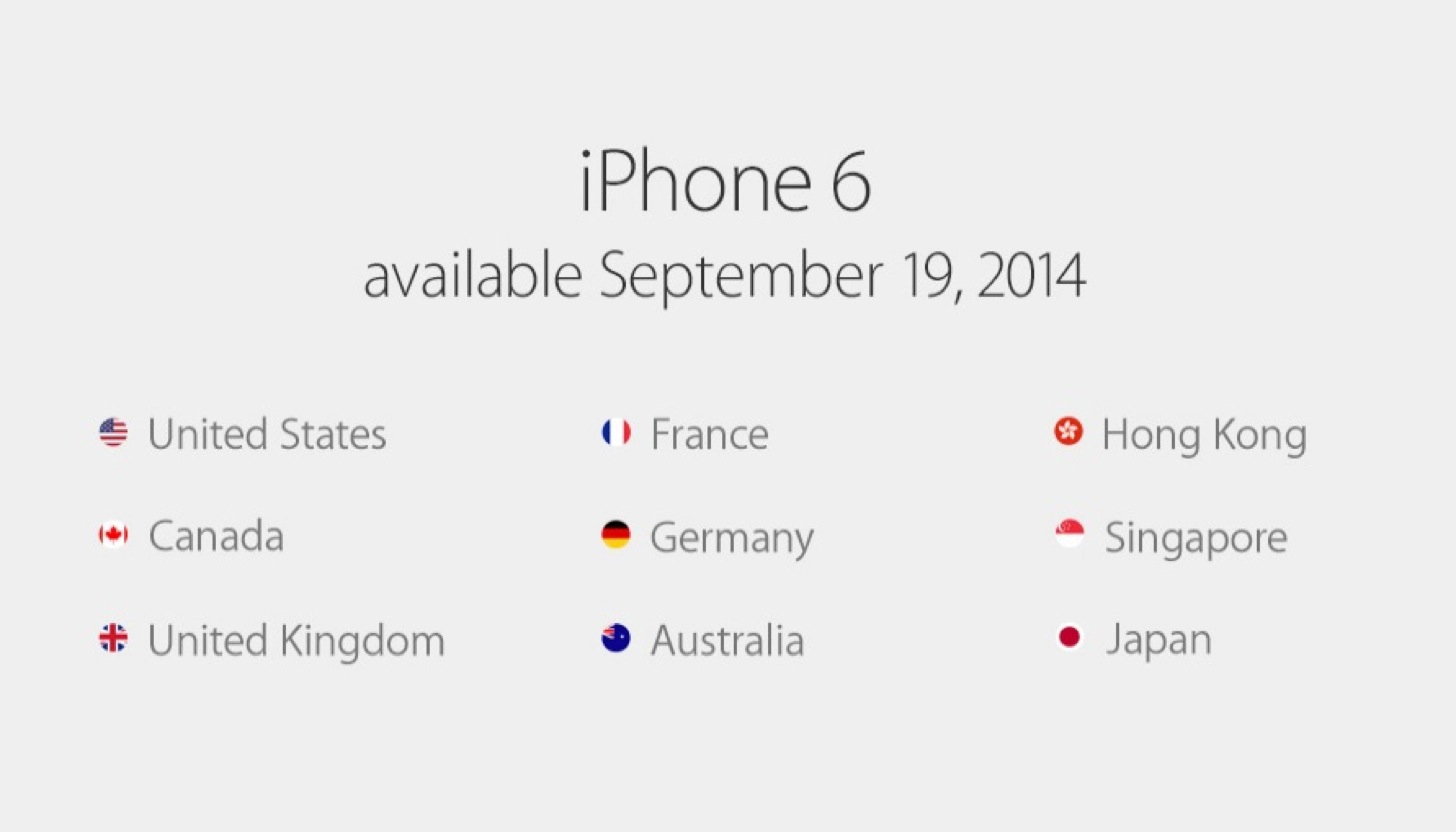 iPhone 6とiPhone 6 Plusの発売日