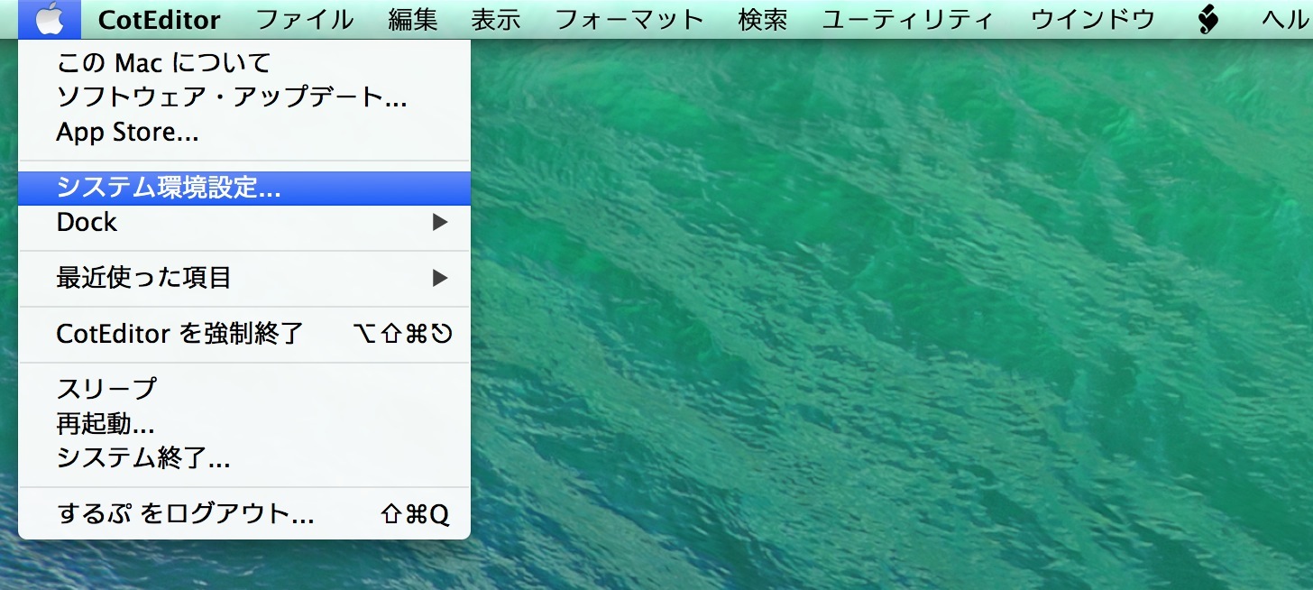 システム環境設定...をクリック