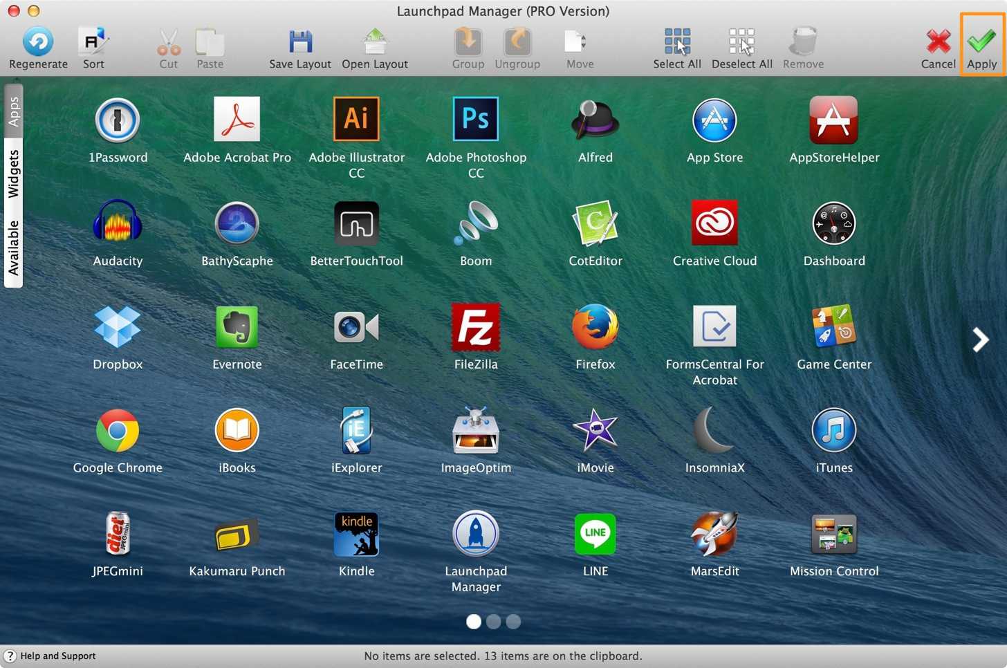 Launchpad ManagerのApplyボタンをクリック