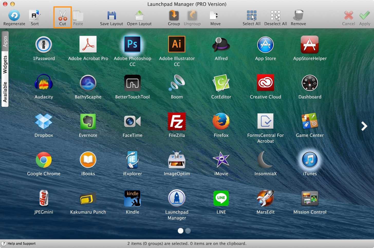 Launchpad Managerで削除したいアプリを選択