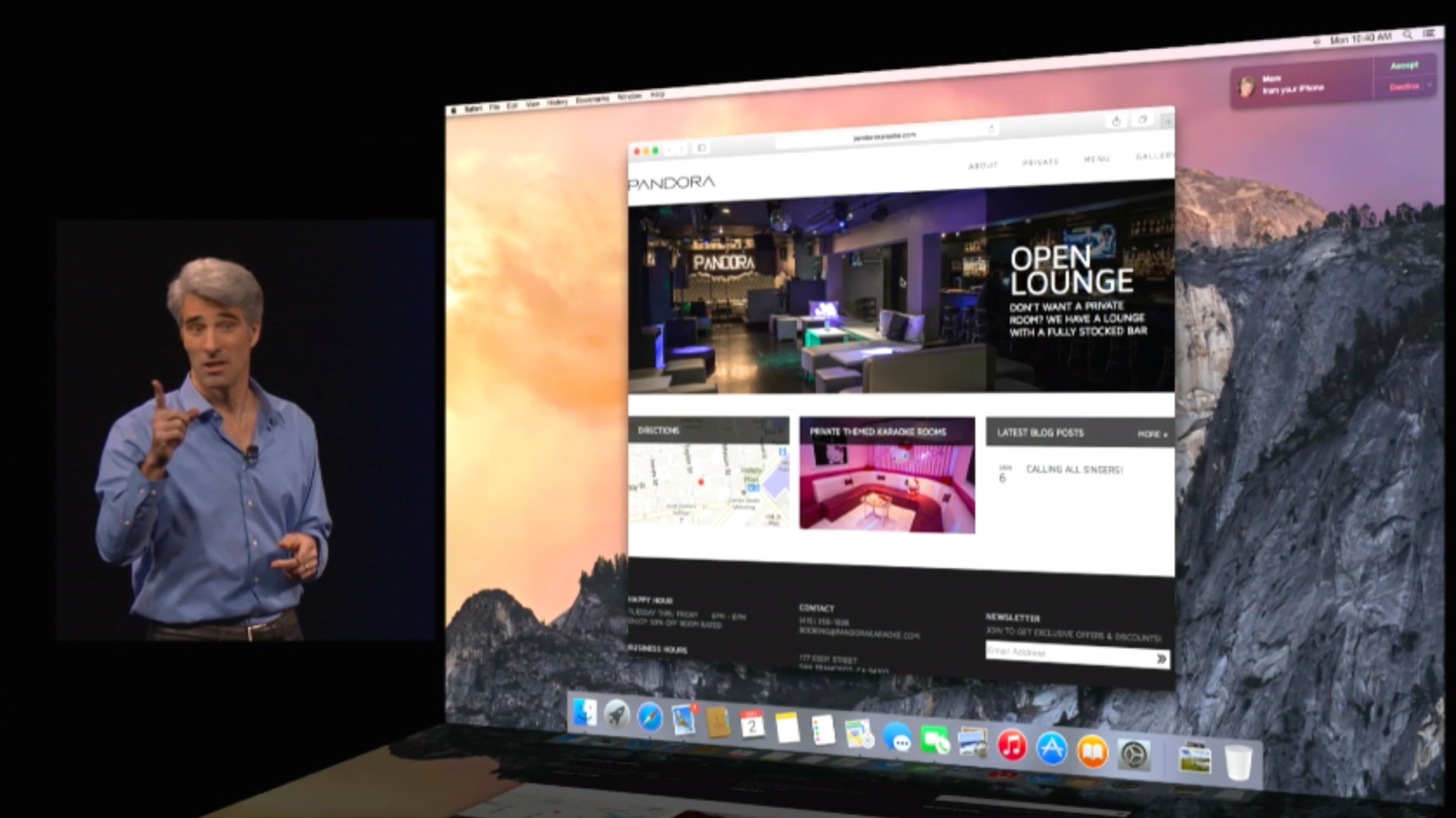 OS X Yosemiteはなんと電話を受信できます。