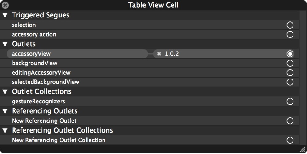 Storyboard でaccessoryViewの設定が完了しました。