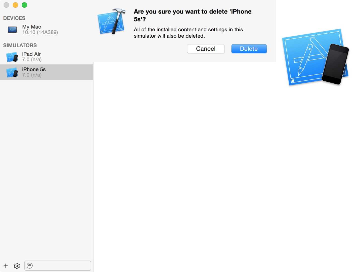Are you sure you want to delete 'iPhone 5s'?