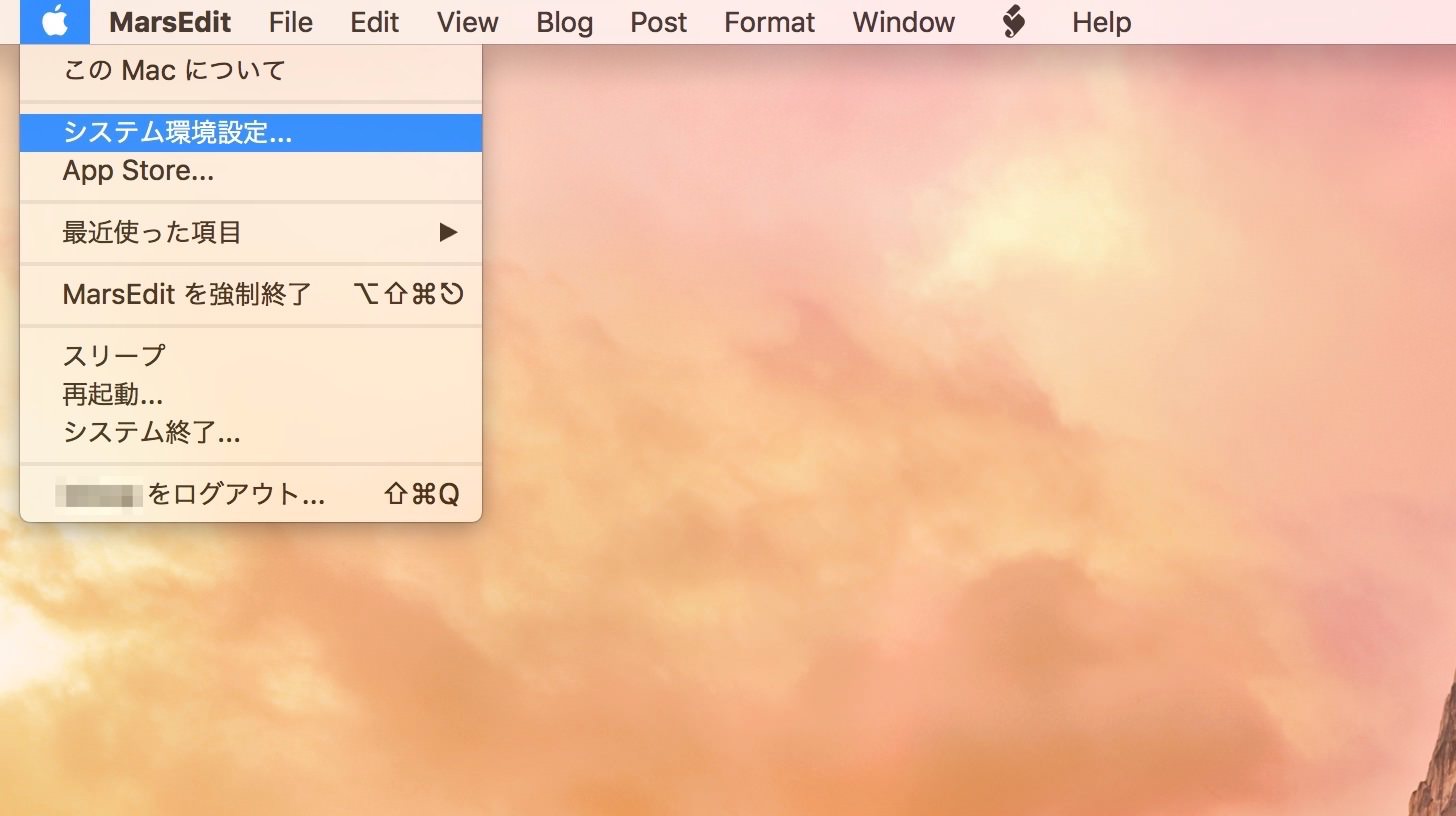 システム環境設定...