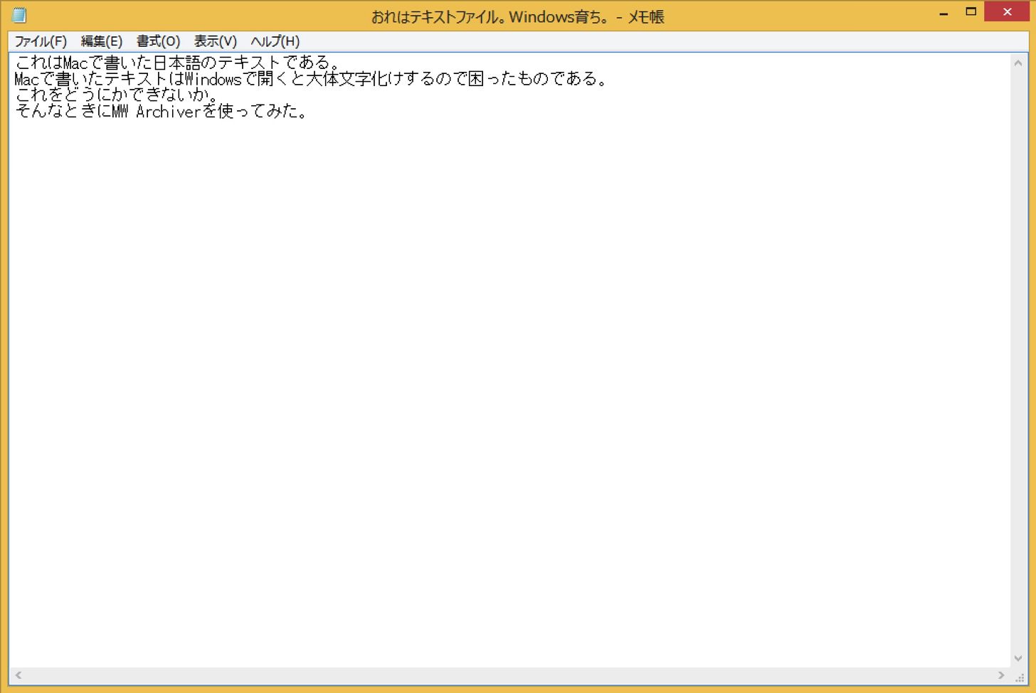 MW Archiverで解凍したテキストファイル