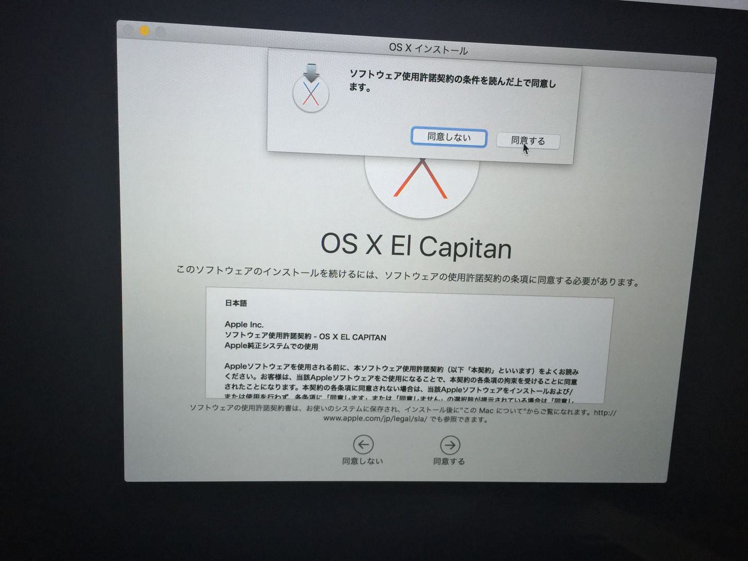 同意するをクリック。