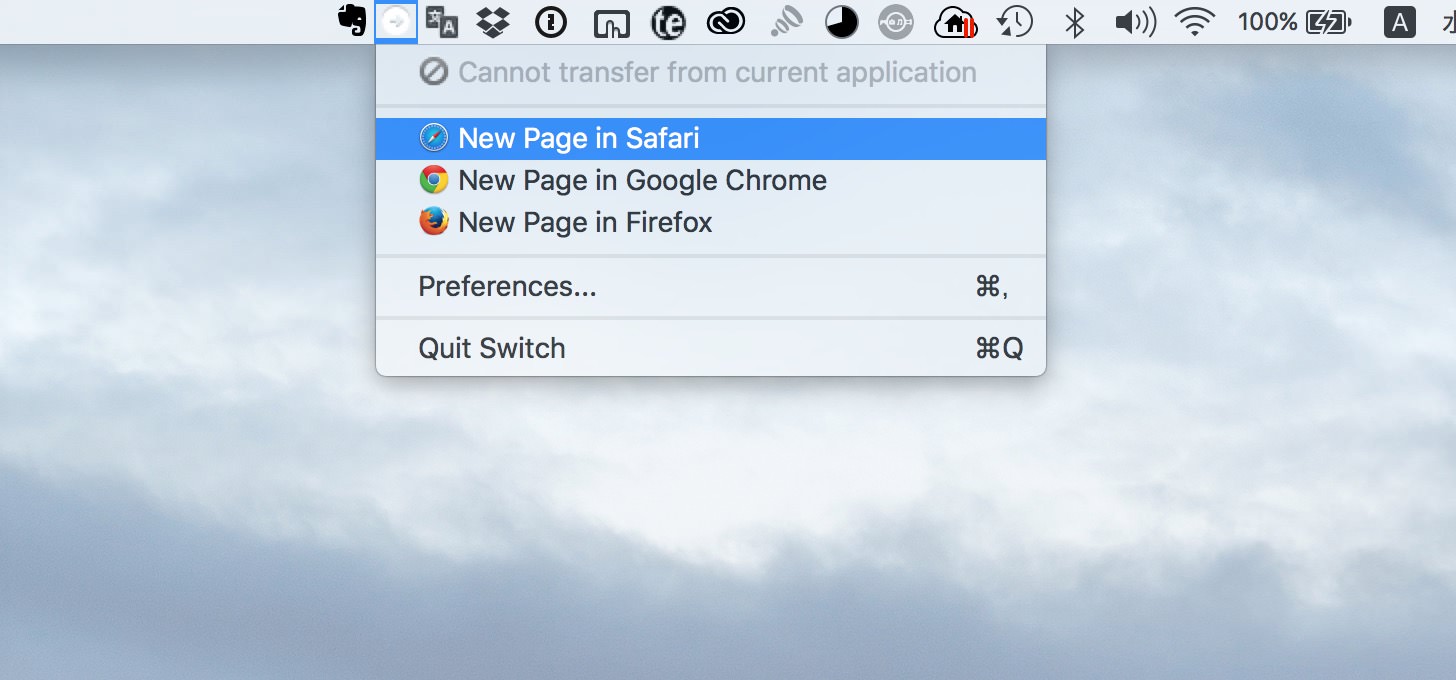 SwitchのNew Page in Safari