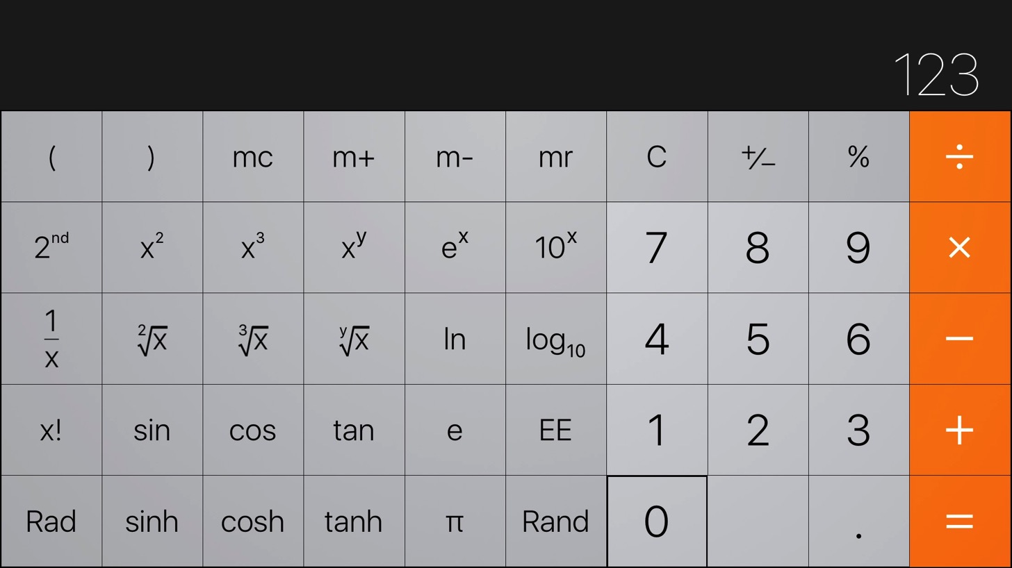 iPhoneの計算機アプリ。
