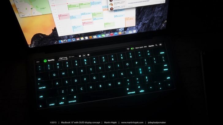 新型MacBook Proのタッチスクリーンにメニューバー。