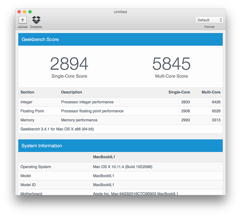 Geekbench 2016 12 inch MacBook