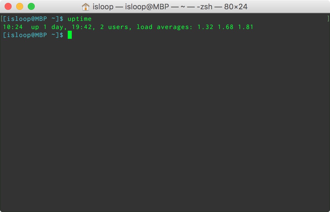 Command to understand operating time of mac