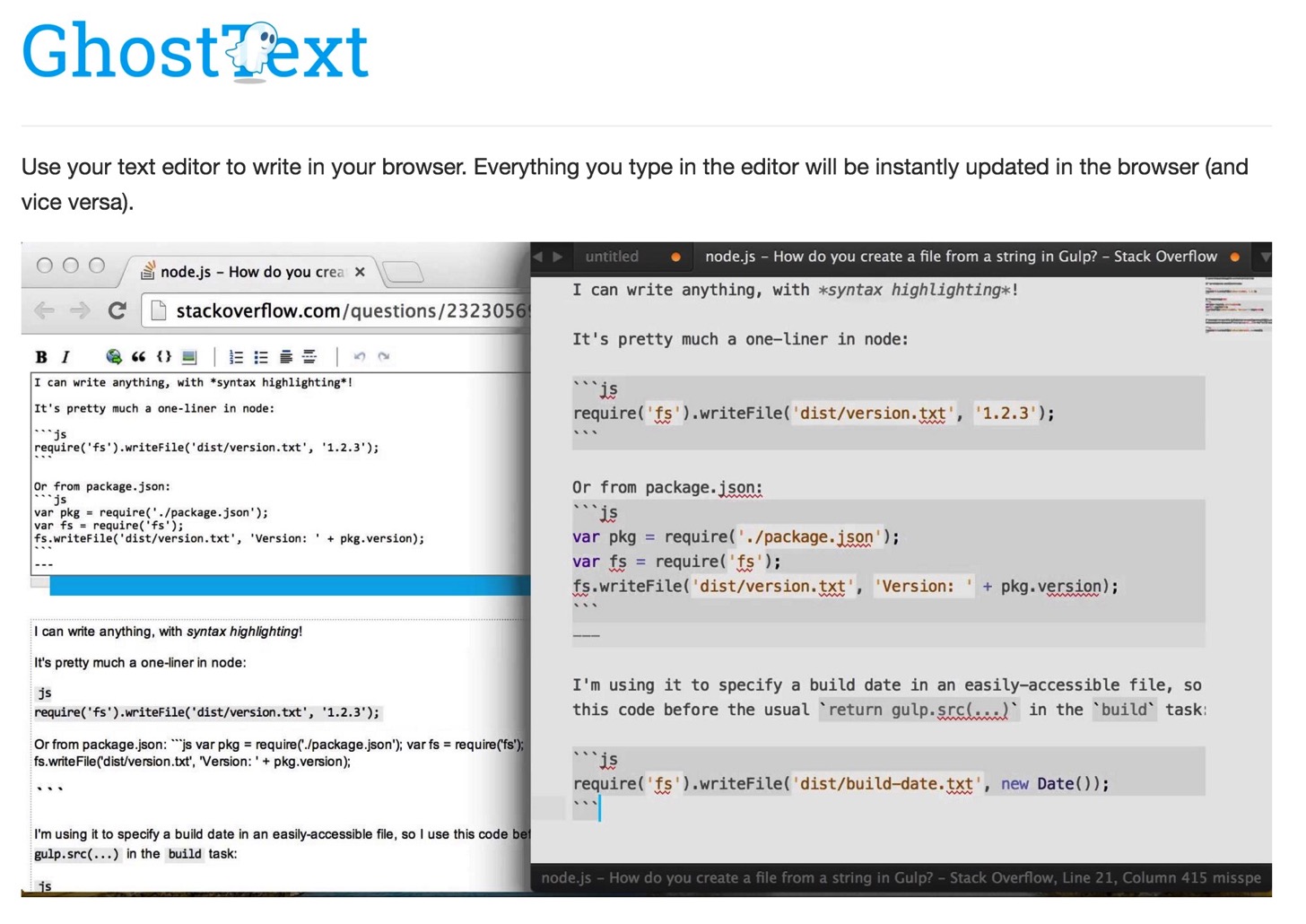 Ghosttext for chrome