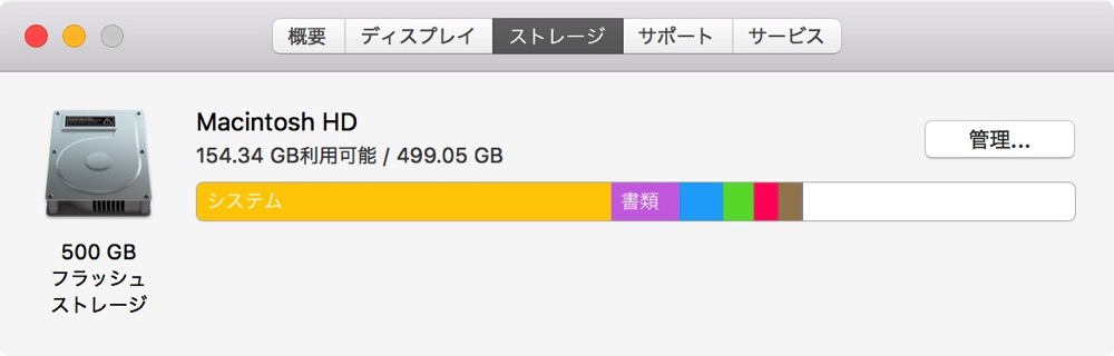普通にアップデートした時のストレージ。