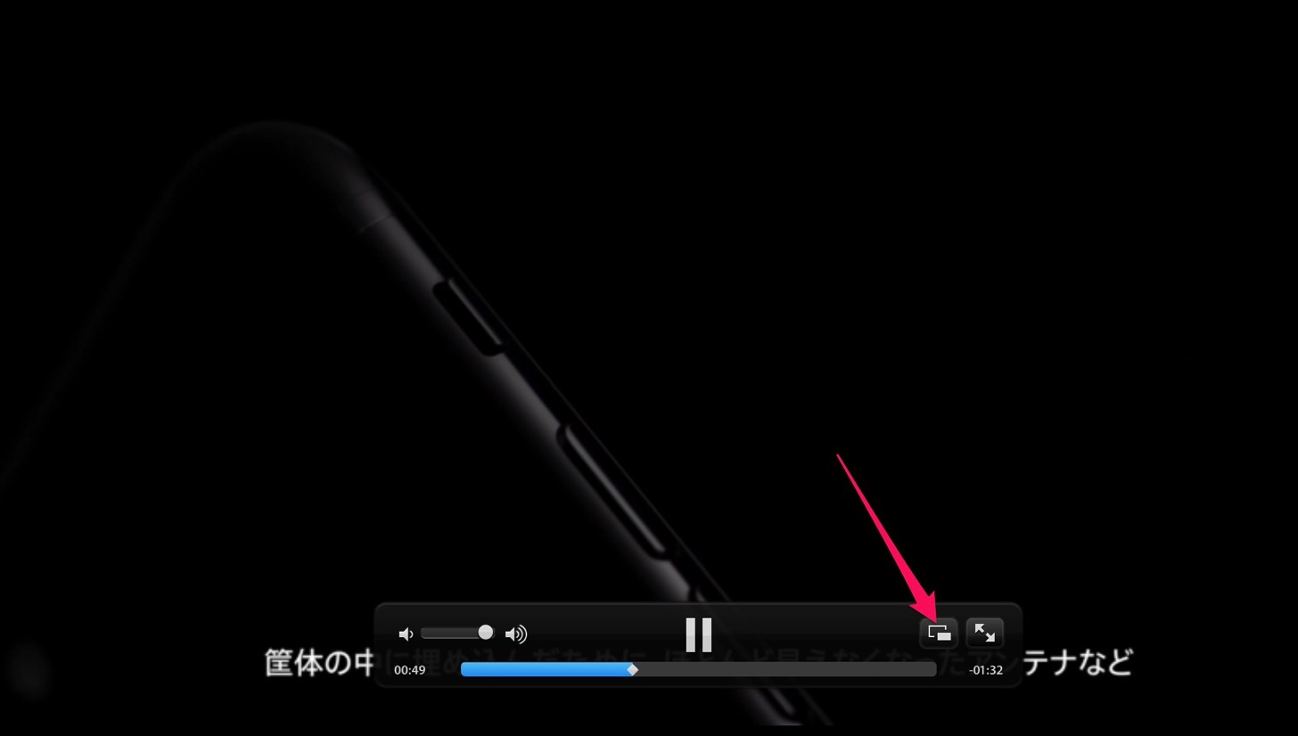 Picture in Pictureボタンをクリック