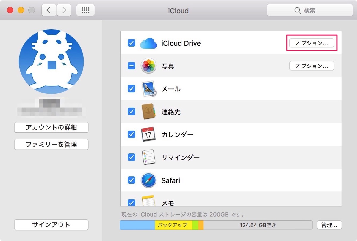 iCloud Driveをクリックします。