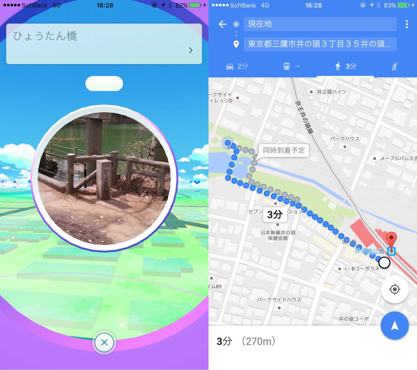 エビワラーが捕まえやすい場所は、井の頭公園のひょうたん橋付近。