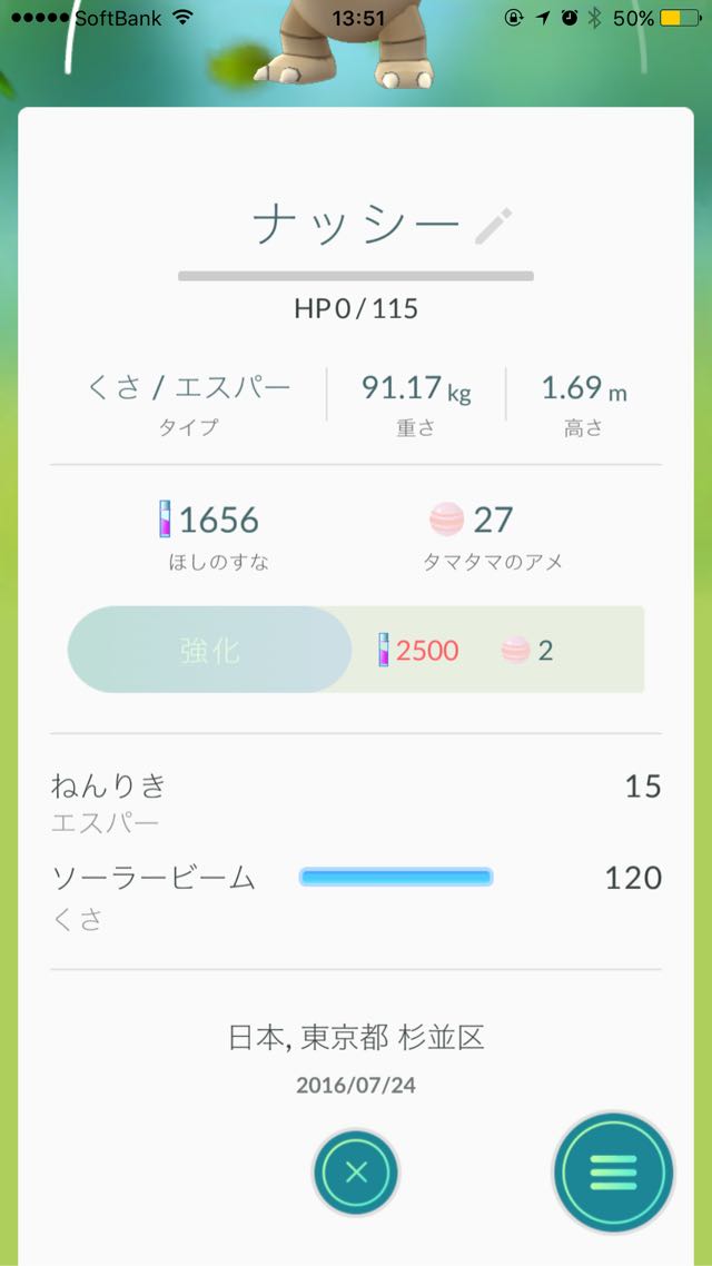 ナッシーを捕まえた場所