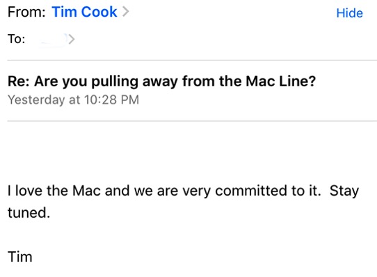 Tim cook mac email majide