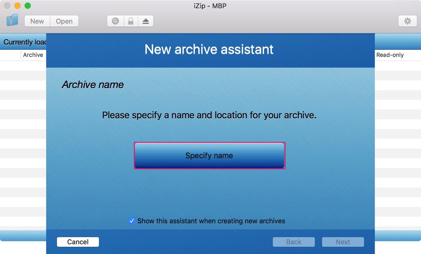 Specify nameボタンをクリック。