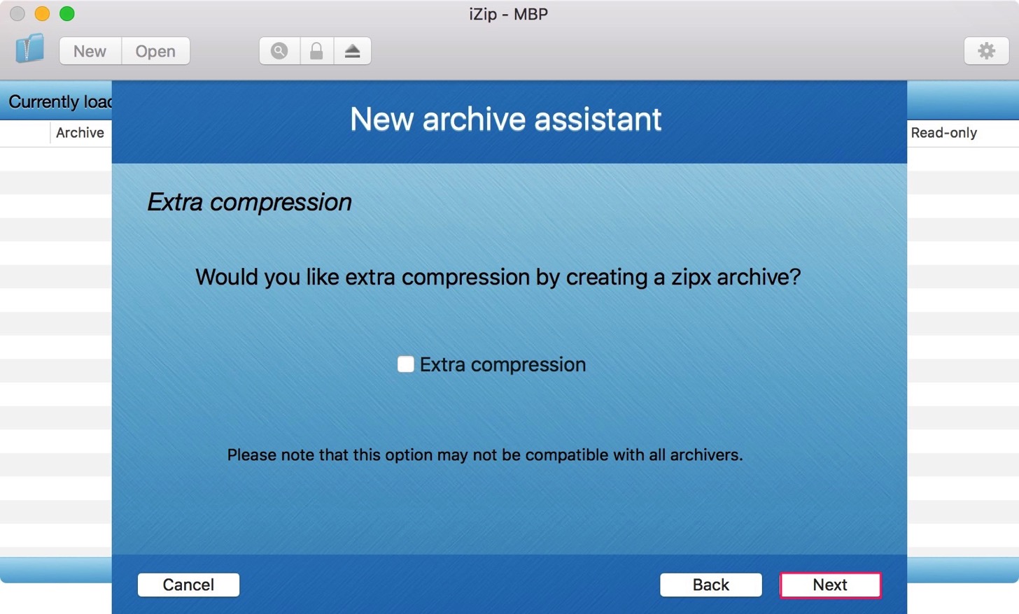 Extra compressionは無視