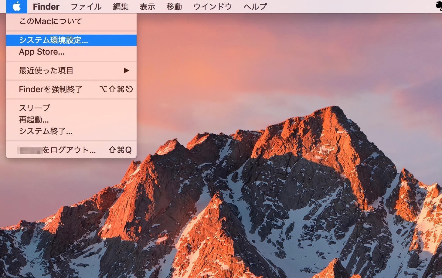 システム環境設定...