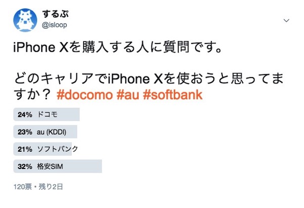 どのキャリアでiPhone Xを使おうと思っていますか？
