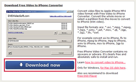 Free Video to iPhone Converterをダウンロードする。