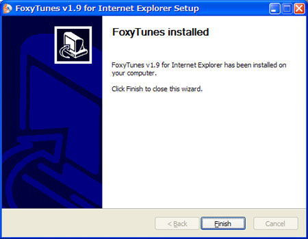 foxytunes(IE版)インストール完了