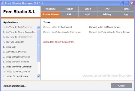 Free Video to iPhone Converterを起動