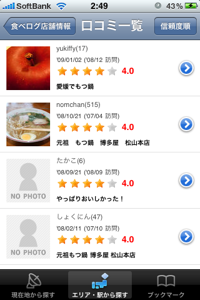 食べログの口コミが読めます。