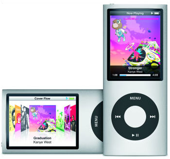 iPod nanoも加速度センサーを搭載。シャカシャカ振ることでランダムに曲を再生させることも可能。