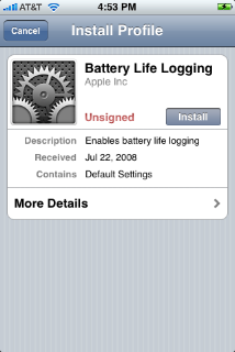 Battery Life Logging configuration profile