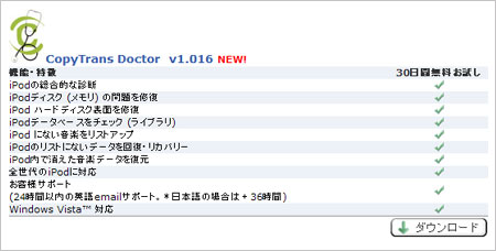 copytransDoctorをダウンロード。