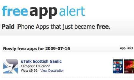 有料だったiPhoneアプリが無料になったらお知らせしてくれるサイト「FreeAppAlert」