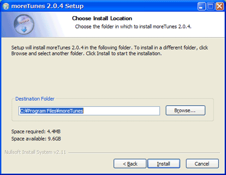 moreTunesをインストール「Install」をクリック