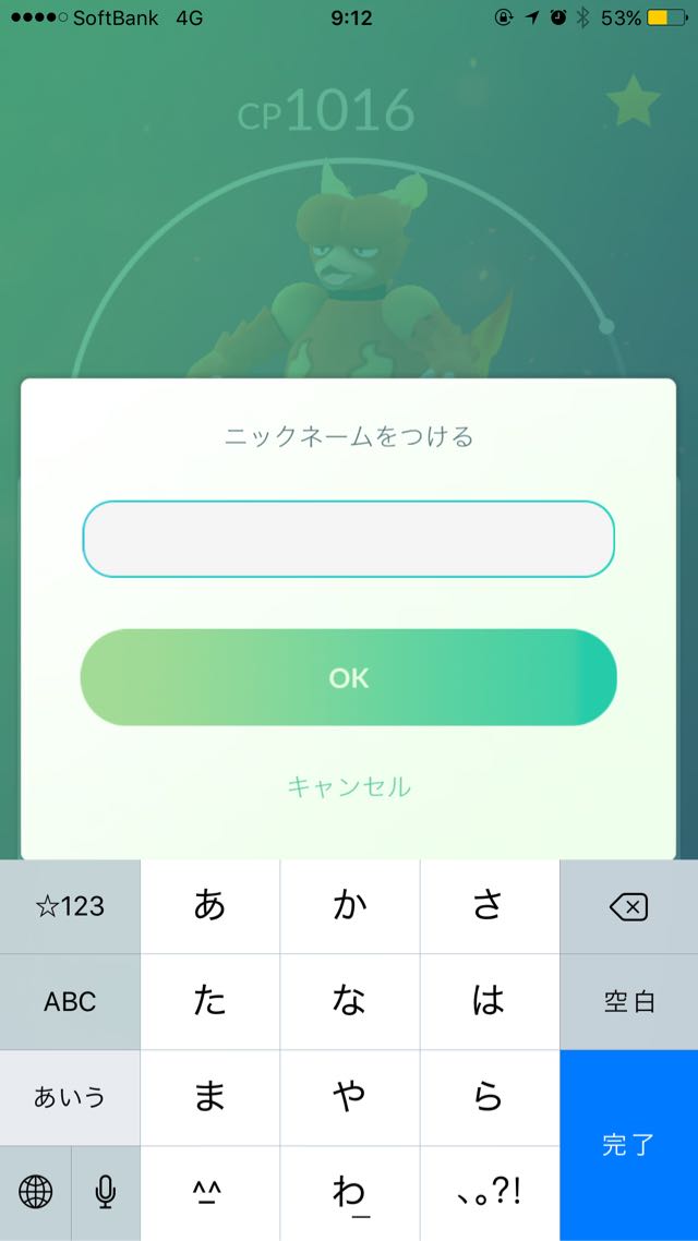 名前の記入欄を空欄にしてOKをタップします。