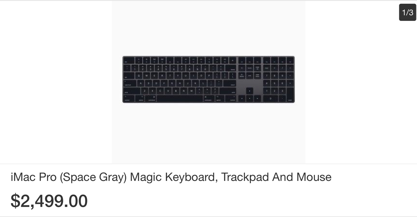 ebayにiMac Proのキーボードとマウスとトラックパッドが出品