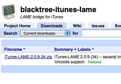 iTunes-LAMEをダウンロード。